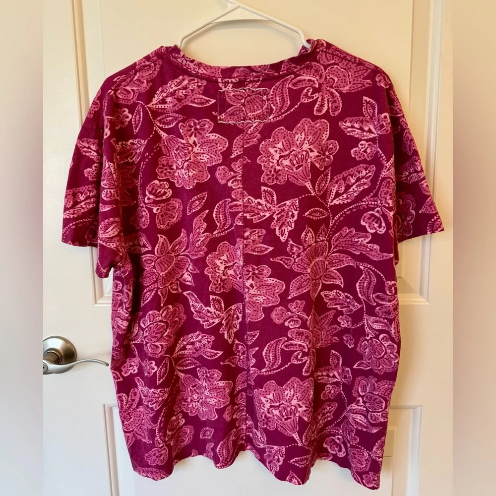NWOT Free People/We The Free Nina Printed Tee-Magenta Combo